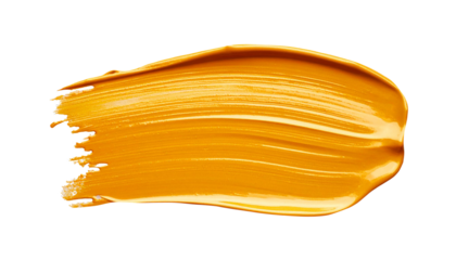 textured abstract orange yellow color paint stroke isolated on transparent background, png