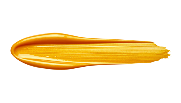 textured abstract orange yellow color paint stroke isolated on transparent background, png