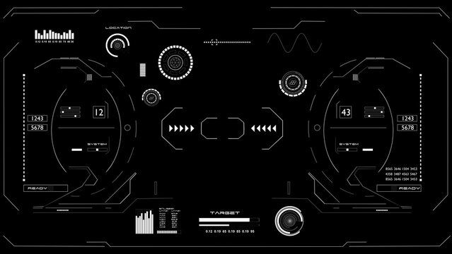 Advanced Sci-Fi HUD Interface &mdash; Tactical Monitoring Dashboard with Data Visualizations