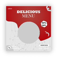 Delicious food menu and restaurant social media banner template