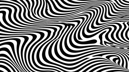 Fototapeta premium Dynamic black and white zebra stripe pattern creates a modern, eye-catching optical illusion for graphic design projects and artistic backgrounds
