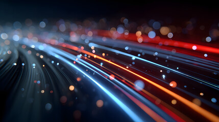 Abstract Digital Art of Energetic Neon Lines and Circles for Holiday Motion.