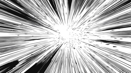 Obraz premium 漫画風の光が炸裂する集中線スピード背景
