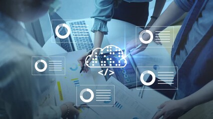 Virtual office AI Cloud storage database system, file storage digital transformation technology, file access, doc sharing business finance, AI-powered analyze big data analyze, AI performance - Powered by Adobe