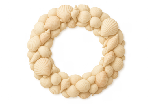 Seashell wreath frame creating beach summer concept - Powered by Adobe