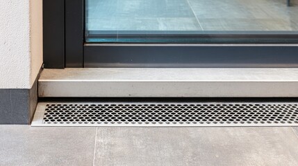 Close Up Architectural Detail Featuring Concrete Structure and Metallic Elements