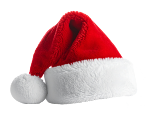 Weihnachtsmütze isoliert auf weißen Hintergrund, Freisteller, Transparent