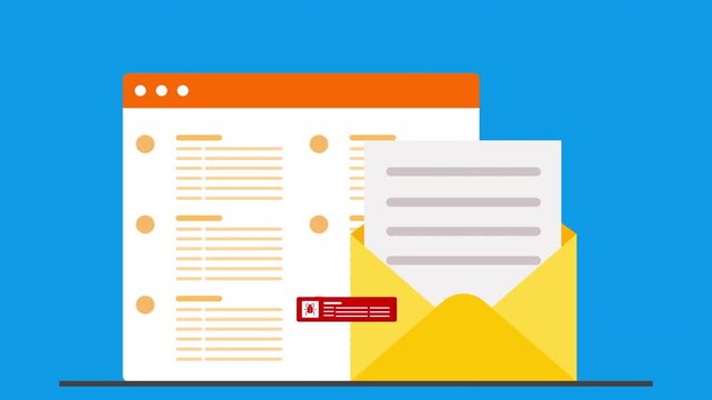Animation of bug and malicious email concept. Phishing attack, spam, or scam message threatening. Cybers attack and personal data theft. 4k animated resolution.