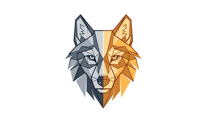 Fototapeta premium Geometric Wolf Head Design with Dual Color Scheme.