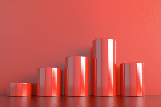 Visualize business growth with this modern coral bar chart presentation aid