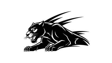 Aggressive Black Panther Illustration with Spiky Mane. © Fauzi