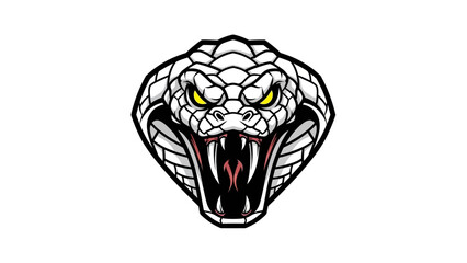 Aggressive Cobra Head with Fangs Bared and Yellow Eyes.