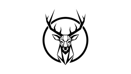 Geometric Stag Head Emblem Logo Design.
