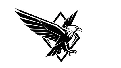 Eagle Emblem - Striking Black and White Design with Geometric Background.