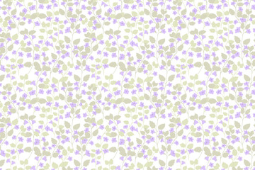 Seamless vector pattern with small  wildflowers and tiny  leaves on a pastel, soft, light background. Elegant and minimal floral design perfect for fabric, stationery, packaging, digital projects