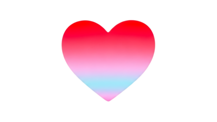 Gradient heart shape with red pink and blue isolated on transparent background