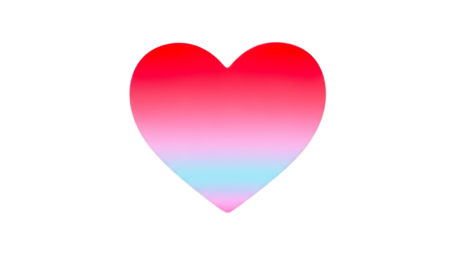 Gradient heart shape with red pink and blue isolated on transparent background