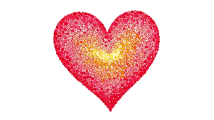 Red and yellow textured heart shape isolated on transparent background