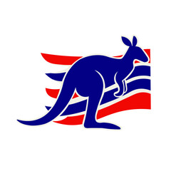 A kangaroo adorned with the Australian flag, representing Australia's wildlife and national pride.