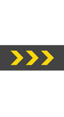 Three yellow chevron symbols pointing right on a dark gray horizontal bar.