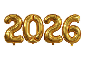 Ballons Dorés pour Célébrer l’Année 2026, fond détouré transparent
