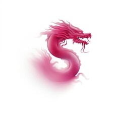 Fototapeta premium Abstract blurred gradient illustration chinese dragon pink white background splattered.