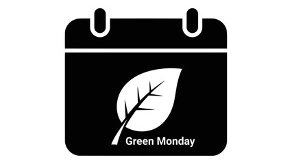 Green monday calendar icon with leaf symbol representing environmental awareness and eco-friendly initiatives for sustai