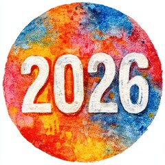 Watercolor illustration of New Year's numbers 2026. AI generative.