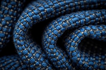 Detailed blue rope with intricate weave creates a dynamic textured pattern