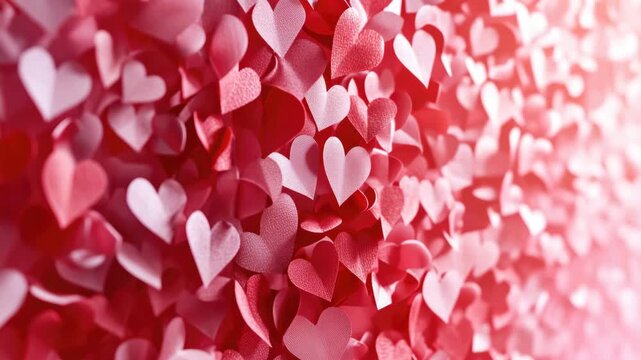 Red hearts, blurred and strewn for celebration effect