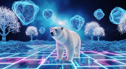 Metaverse Polar Bear Crypto Digital Tech Fantasy.