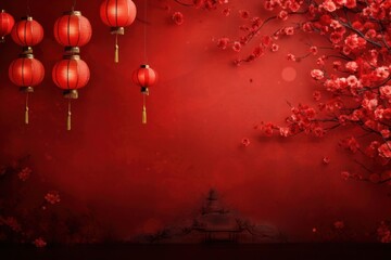 Obraz premium Vibrant red background festival lantern chinese lantern.