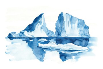 Fototapeta premium Arctic mountain painting iceberg.