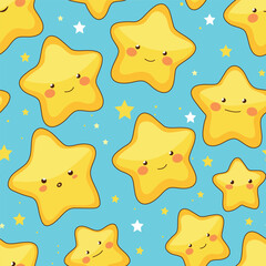 Seamless pattern with cute stars. Vector illustration. Background.