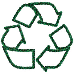 recycling symbol on white background, Recycle icon green color sign isolated. Eco symbol. PNG with transparent background. Clipping path.