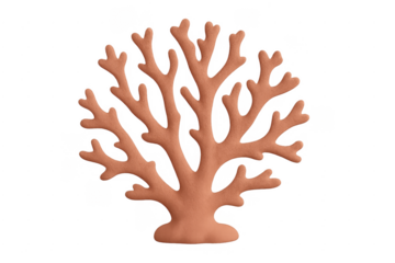 Branching orange soft coral on transparent background