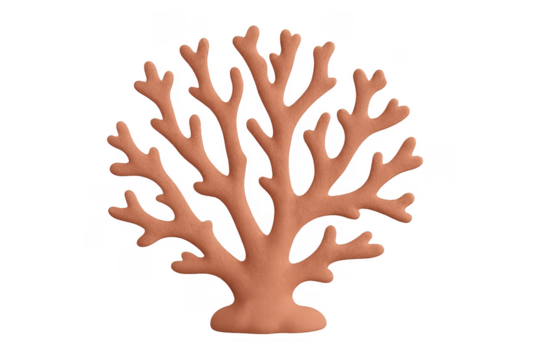 Branching orange soft coral on transparent background