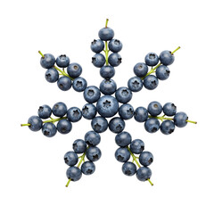"Blueberry Snowflake – Creative Winter Fruit Arrangement Isolated on White"