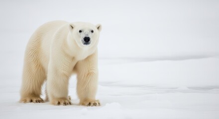 Fototapeta premium Wild Polar Bear Portrait on Arctic Ice Snow.
