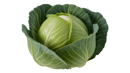 Fototapeta premium Fresh green cabbage head with vibrant leaves against a black backdrop
