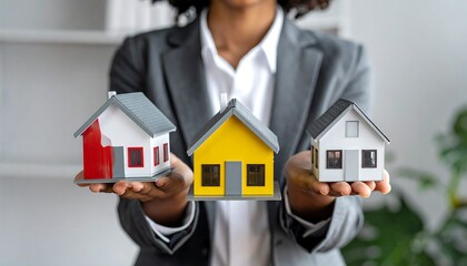 Real Estate Agent Offering House Models - A Choice of Homes.
