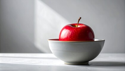 Red Apple in Bowl - A Minimalist Still Life.