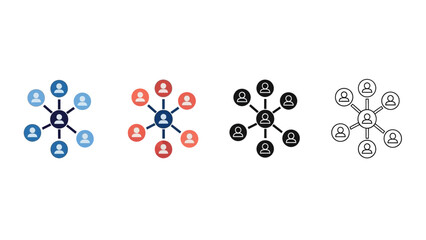 Connected People Network Hub Icon with Central Figure and Spokes