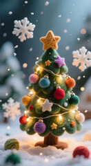 Yarn Christmas Tree with Lights