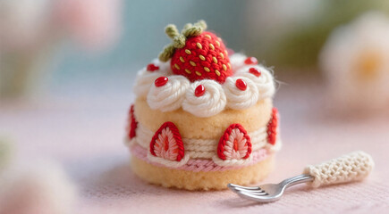 Wool Strawberry Dessert Fantasy