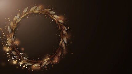 commemoration. Golden laurel wreath encircling glowing name inscription, honor theme, elegant composition. event programs, museum guides, designed for cultural heritage projects and event programs.