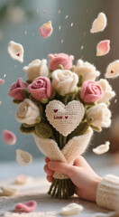 Yarn Love Heart Bouquet