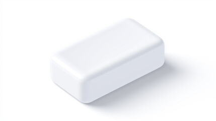 White soap bar on a soft neutral background, representing hygiene, purity, simplicity and modern clean skincare aesthetics.