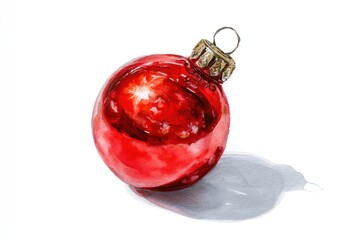 Watercolor New Year's illustration, Christmas ball on a white background. AI generative.