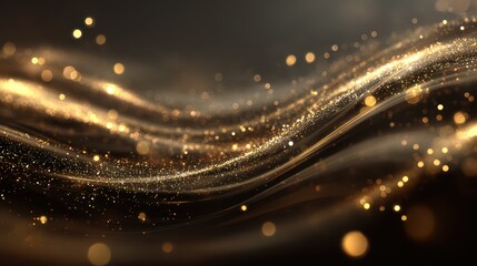 Shimmering gold particle swirl forming a sophisticated abstract backdrop
